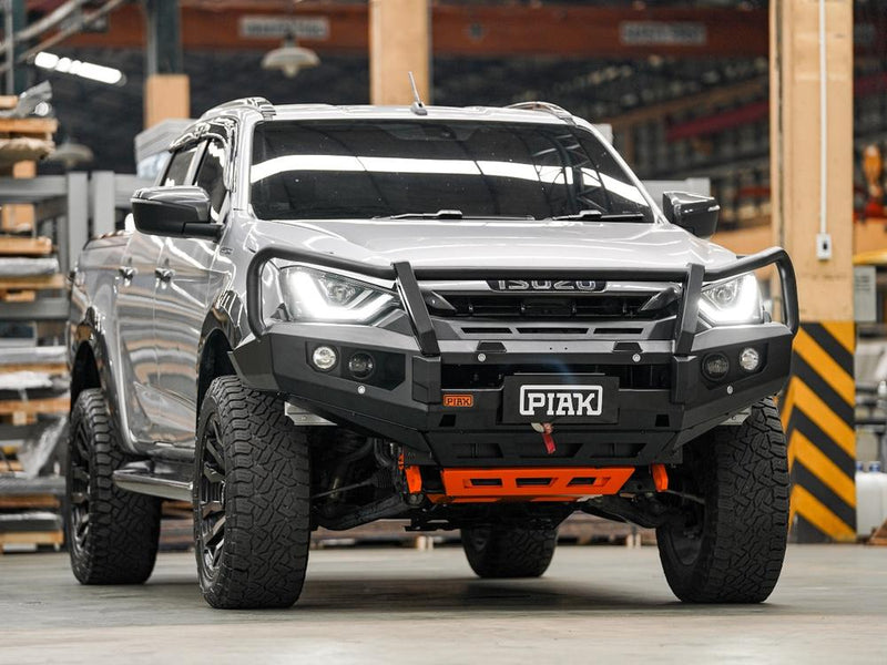 PIAK Elite 3-Loop Bull Bar for Isuzu D-MAX (2020-2023) | Black Recovery & Orange Bash Plate