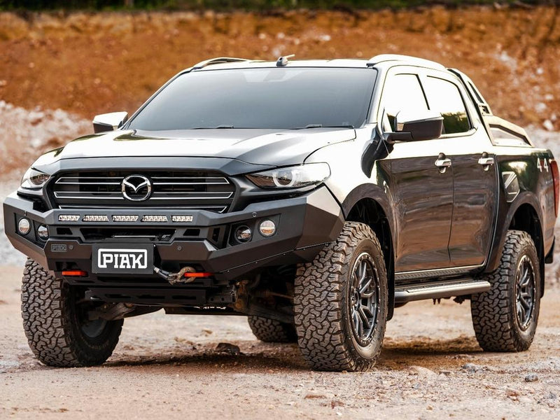 PIAK Genesis Non Loop Bull Bar Orange Recovery Points Black Bash Plate for Mazda BT-50 7 2020 Onwards