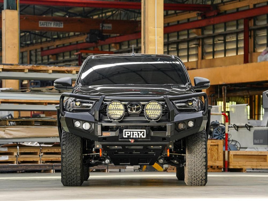 PIAK Elite 3-Loop Bull Bar suitable for Toyota Hilux (2020-2024) | Orange Recovery Points & Black Bash Plate