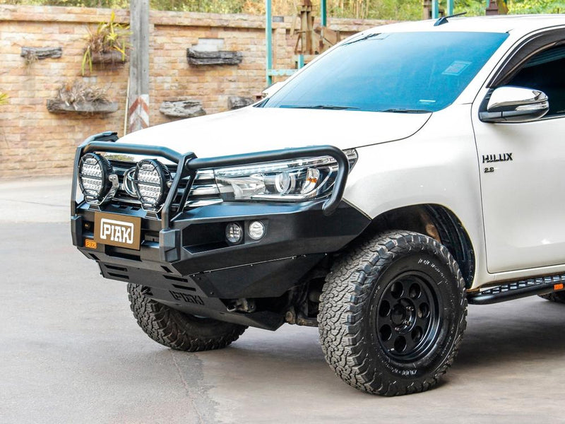 PIAK Elite 3-Loop Bull Bar suitable for Toyota Hilux (2015-2018) | Black Recovery & Bash Plate