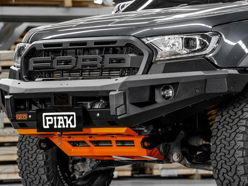 PIAK Elite Non Loop Bull Bar Black Recovery Points Orange Bash Plate for Ford Ranger 2015 to 2018
