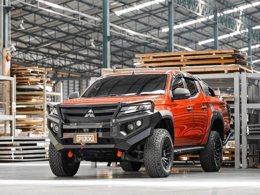 PIAK Elite 3-Loop Bull Bar for Mitsubishi Triton MR (2018-2023) | Orange Recovery Points & Black Bash Plate