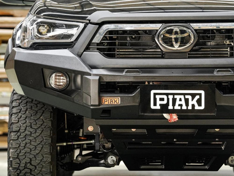 PIAK Elite Non Loop Bull Bar Black Recovery Points Bash Plate for Toyota Hilux 2020 to 2024