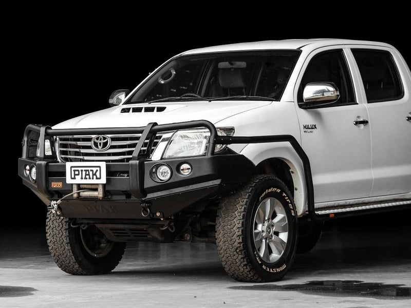 PIAK Premium 3-Loop Bumper Bull Bar Black Recovery Points Bash Plate suitable for Toyota Hilux 2011 to 2015
