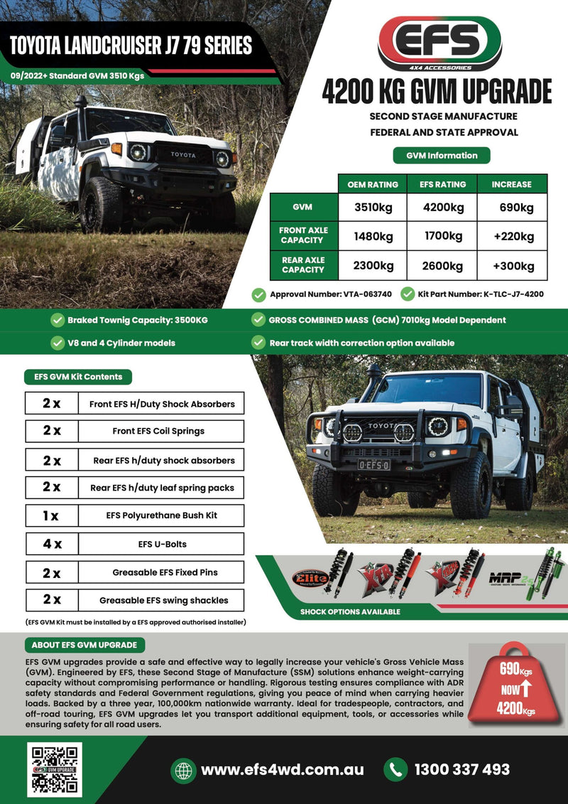 EFS 4200kg GVM Upgrade - Suits Toyota Landcruiser 79 Series (Single & Dual Cab, 09/2022+)