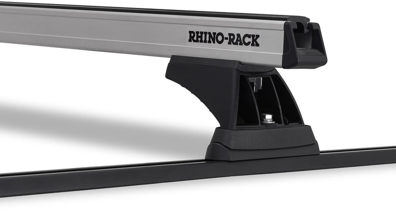 Rhino-Rack Heavy Duty RCH Trackmount Black 2 Bar Roof Rack for Nissan Pathfinder, Ssangyong Musso, Mitsubishi Pajero, Toyota LandCruiser and Nissan Patrol 4×4