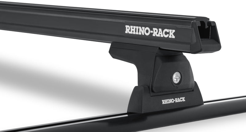 Rhino-Rack Heavy Duty RLT600 Trackmount Black 2 Bar Roof Rack for Holden Colorado & Isuzu D-Max Space Cab