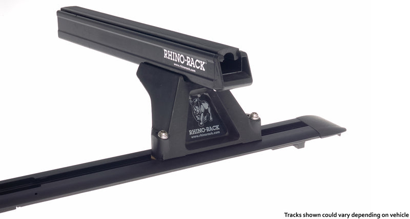 Rhino-Rack Heavy Duty RLTF Trackmount Black 2 Bar Roof Rack for Mitsubishi Triton ML/MN Dual Cab