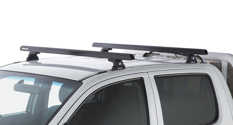Rhino-Rack Heavy Duty RLT600 Trackmount Black 2 Bar Roof Rack for Toyota Hilux Gen 7 4×4 Dual Cab (2005–2015)
