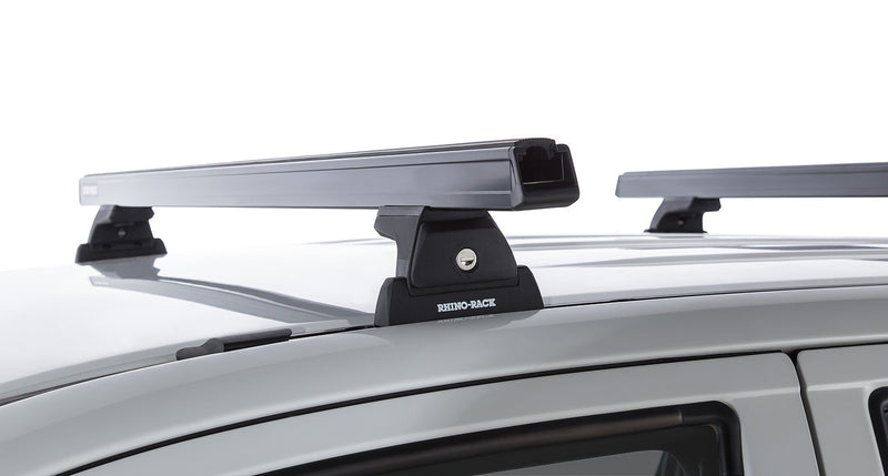 Rhino-Rack Heavy Duty RLT600 Trackmount Black 2 Bar Roof Rack for Toyota Hilux Gen 7 4×4 Dual Cab (2005–2015)