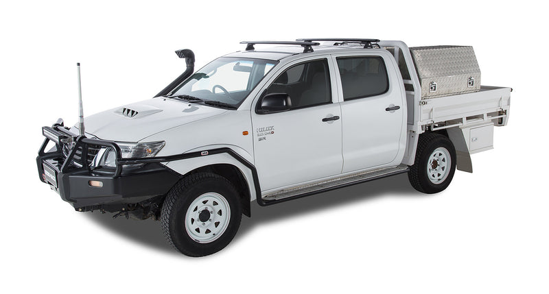 Rhino-Rack Vortex RLT600 Trackmount Black 2 Bar Roof Rack for Toyota Hilux Gen 7 4×4