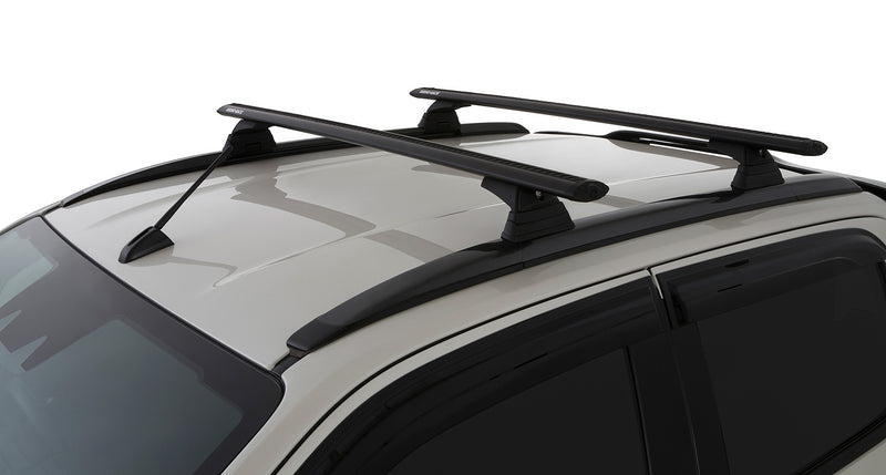 Rhino-Rack Vortex RCL Black 2 Bar Roof Rack System with Locking Legs – Suitable for Isuzu D-Max Gen3 X-Terrain (Flush Rails)