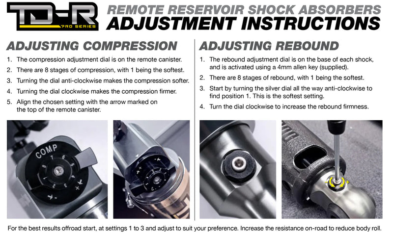 Rear Remote Res Adjustable Shocks VW Amarok 10/2022 on