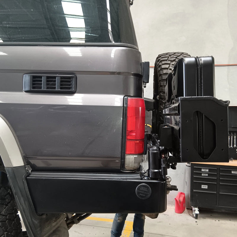 Land Cruiser 70 series 1984-2022 022-02 Rear Wheel Carrier Double Jerry Can Holder Package – SKU MCC-01003-202PK3
