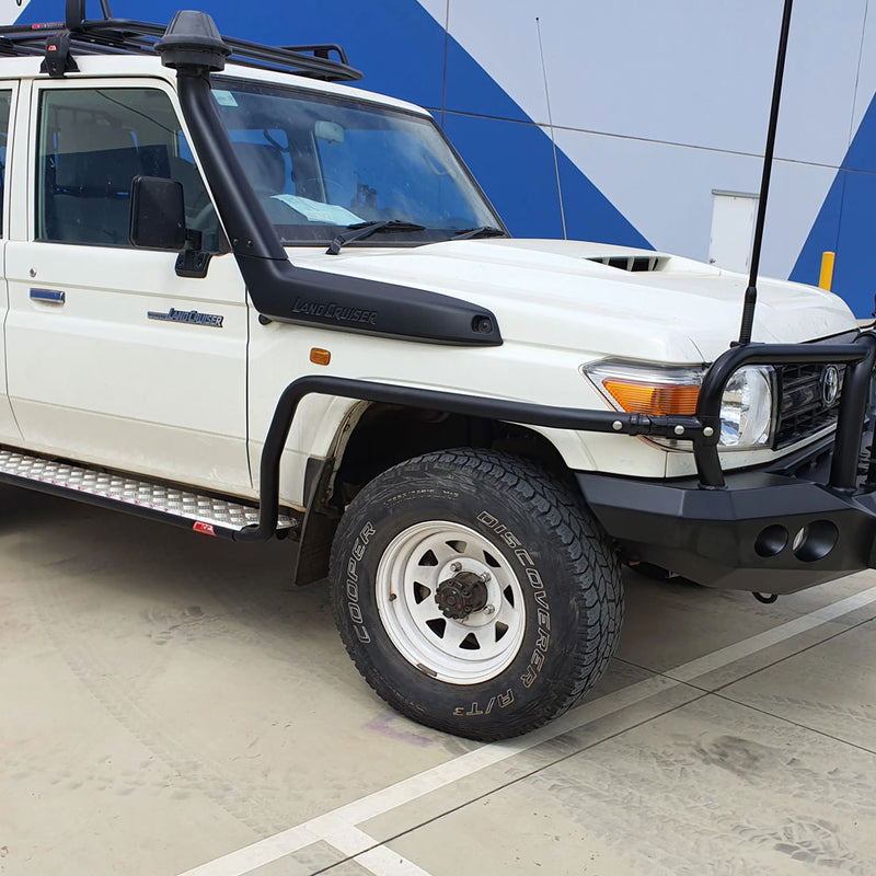 Land Cruiser 76 series 2007-Current 039SBSR Side Step and Rail Package (Sand Black) (50mm Bull Bar)