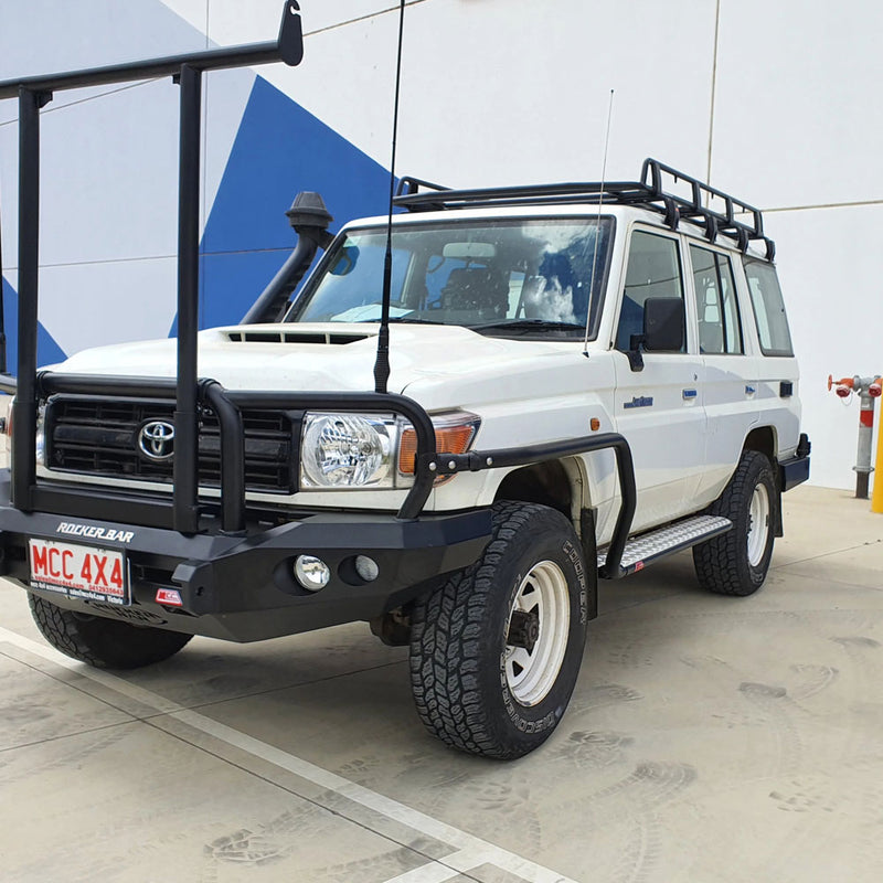 Land Cruiser 79 series 2007-Current 039BSR Side Step and Rail Package (Chrome Step Plate) (60mm Bull Bar)