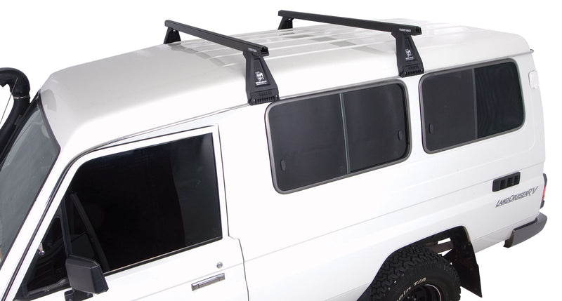 Rhino-Rack Heavy Duty RL210 Black 2 Bar Roof Rack for Toyota LandCruiser 75/77 Series, 78 Series and Sahara 60 Series 4×4