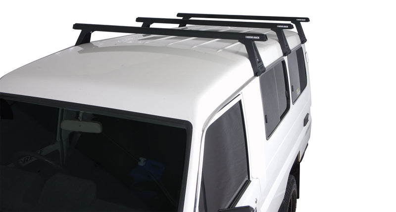 Rhino-Rack Heavy Duty RL210 Black 3 Bar Roof Rack for Toyota LandCruiser 75/77 Series, 78 Series and Sahara 60 Series 4×4