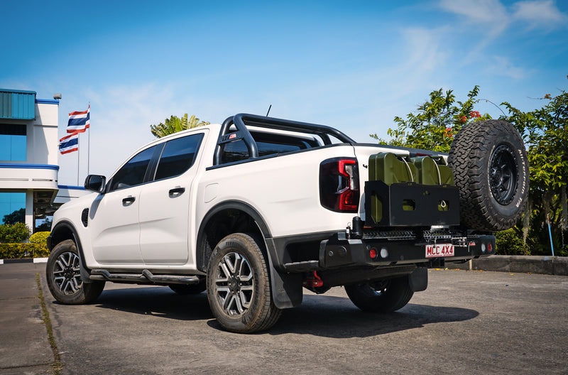 Next-Gen Ranger Raptor 2022-On - 022-02 Rear Wheel Carrier Double Jerry Can Holder Package - SKU MCC-05011-202PK3-SB