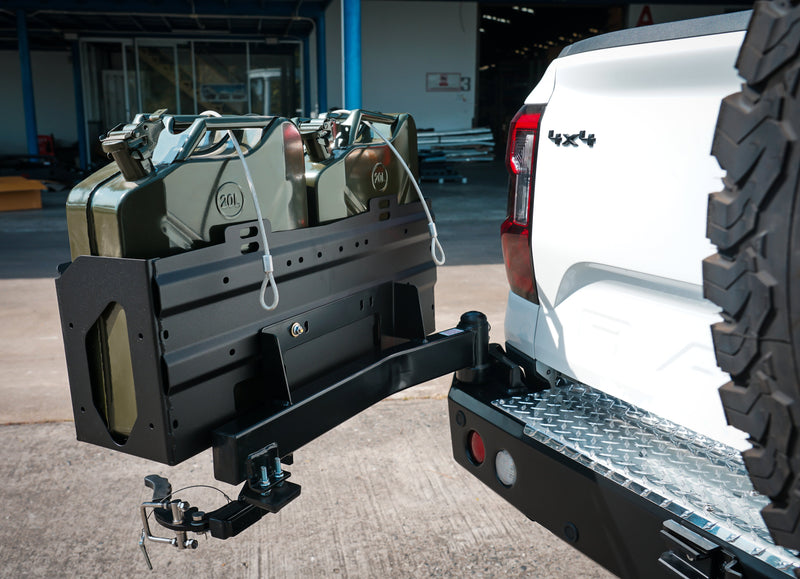 Next-Gen Ranger Raptor 2022-On - 022-02 Rear Wheel Carrier Double Jerry Can Holder Package - SKU MCC-05011-202PK3-SB