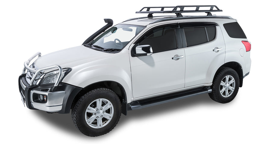 Rhino-Rack Pioneer Tradie (1528mm x 1236mm) with RCL Legs – Isuzu MU-X Gen1 LS-T 4×4 with Roof Rails (2013–2021)