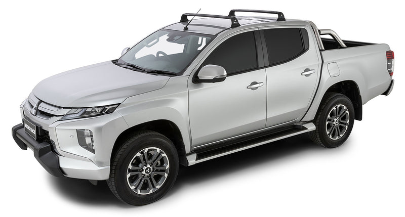 Rhino-Rack Vortex RVP Black 2 Bar Roof Rack for Mitsubishi Triton Gen5 MQ/MR 4dr Ute Double Cab