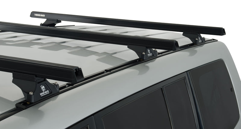 Rhino-Rack Heavy Duty RLTP Trackmount Black 3 Bar Roof Rack for Mitsubishi Pajero NM - NP & NS - NX 4dr 4WD