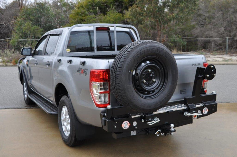 Twin Wheel Carrier Rear Bar (Complete) Suitable For Ford Ranger PX Dual cab 4WD with rear sensors 2011-2022 / Mazda BT50 Dual cab 4WD with sensors 2015-2020