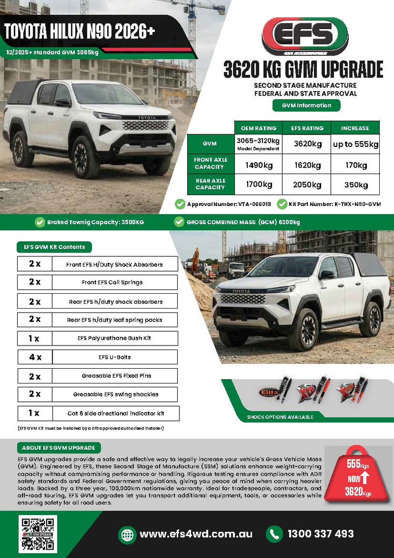 EFS 3620kg GVM Upgrade - Suits Toyota Hilux N90 (2026+)