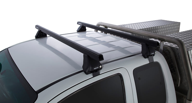 Rhino-Rack Heavy Duty 2500 Black 2 Bar Roof Rack – Toyota Hilux Gen 7 2dr Ute Extra Cab 4×4