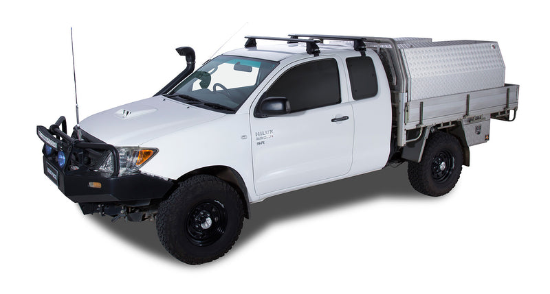 Rhino-Rack Vortex 2500 Black 2 Bar Roof Rack – Toyota Hilux Gen 7 2dr Ute Extra Cab 4×4
