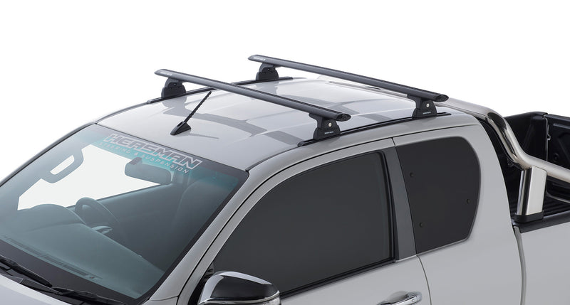 Rhino-Rack Vortex RLT600 Trackmount Black 2 Bar Roof Rack suitable for Toyota Hilux Gen 8 4×4 Extra Cab