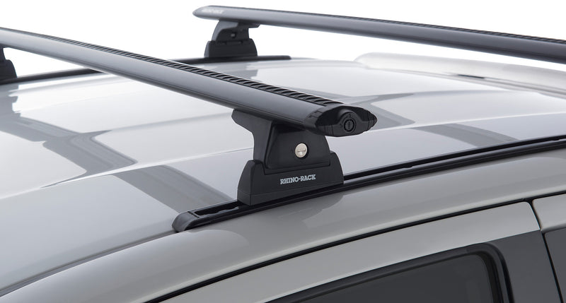 Rhino-Rack Vortex RLT600 Trackmount Black 2 Bar Roof Rack suitable for Toyota Hilux Gen 8 4×4 Extra Cab