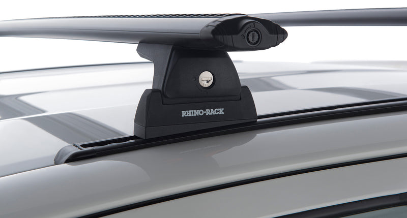 Rhino-Rack Vortex RLT600 Trackmount Black 2 Bar Roof Rack suitable for Toyota Hilux Gen 8 4×4 Extra Cab