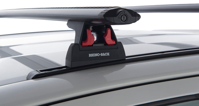Rhino-Rack Vortex RLT600 Trackmount Black 2 Bar Roof Rack suitable for Toyota Hilux Gen 8 4×4 Extra Cab