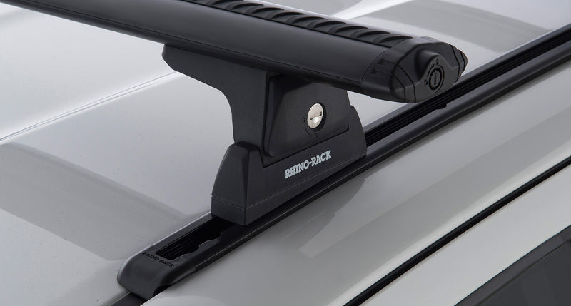 Rhino-Rack Vortex RLT600 Trackmount Black 2 Bar Roof Rack suitable for Toyota Hilux Gen 8 4×4 Extra Cab