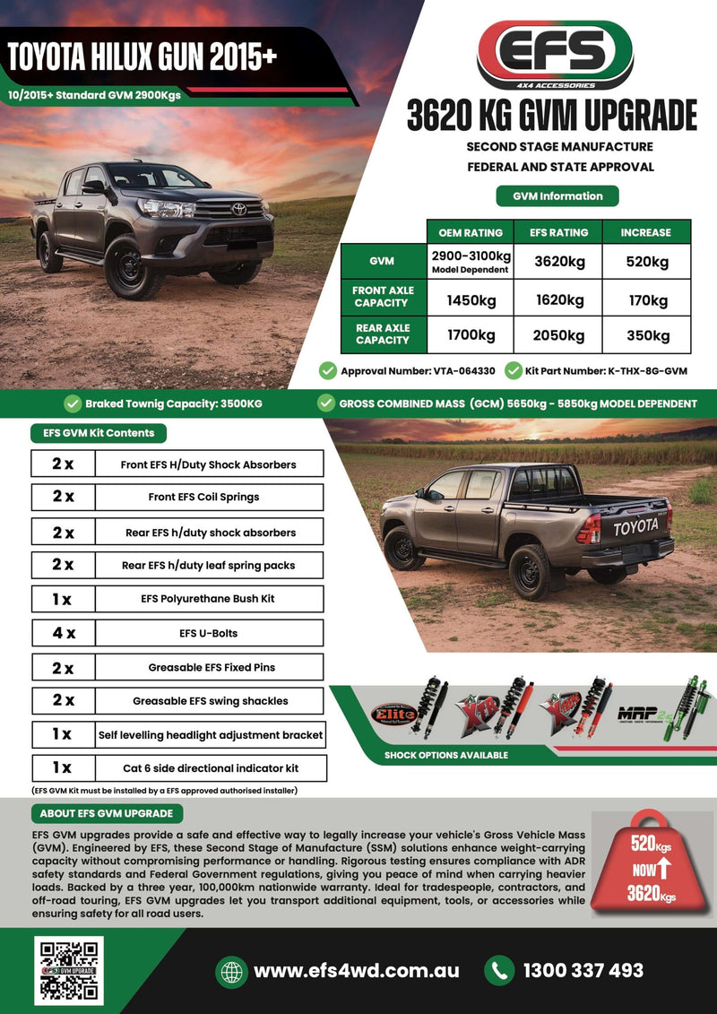 EFS 3620kg GVM Upgrade - Suits Toyota Hilux N80 (8th Gen)
