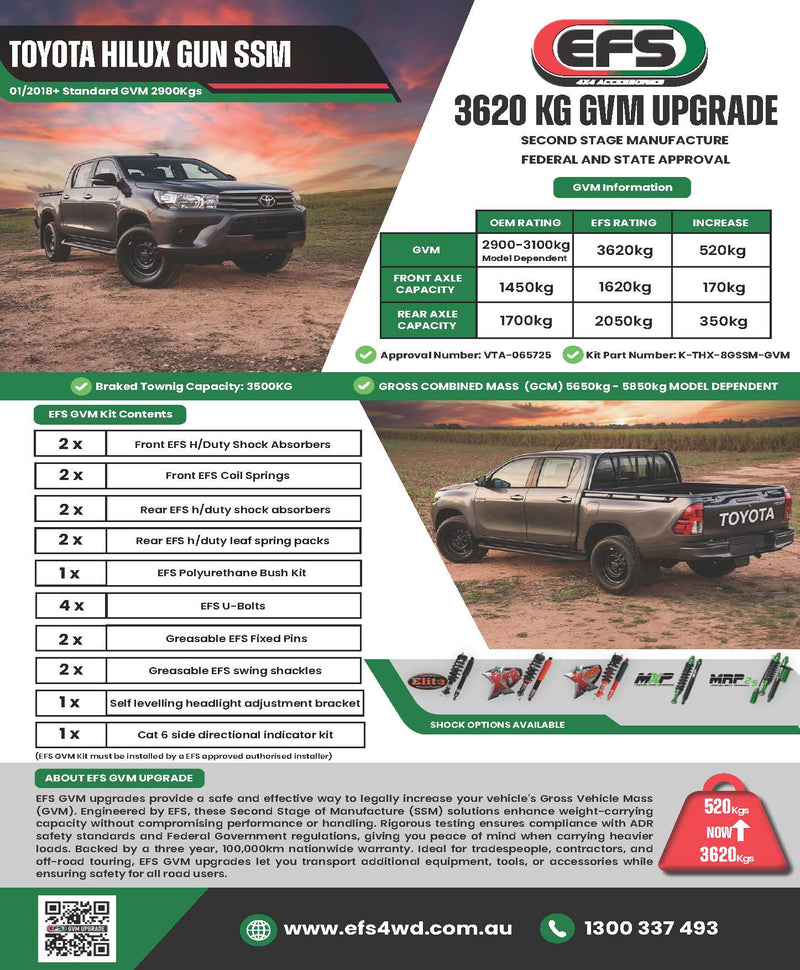 EFS 3620kg GVM Upgrade - Suits Toyota Hilux N80 (SSM, 2015+)