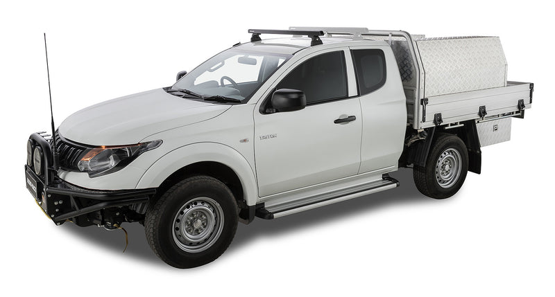 Rhino-Rack Heavy Duty RLT600 Ditch Mount Black 1 Bar Roof Rack (Front) for Mitsubishi Triton MQ/MR