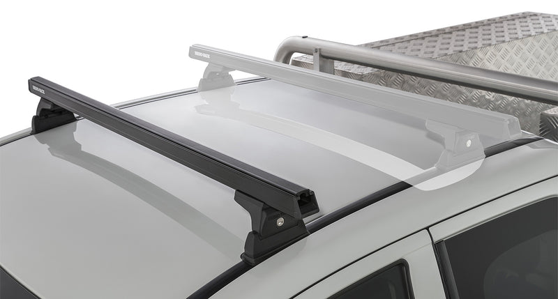 Rhino-Rack Heavy Duty RLT600 Ditch Mount Black 1 Bar Roof Rack (Front) for Mitsubishi Triton MQ/MR
