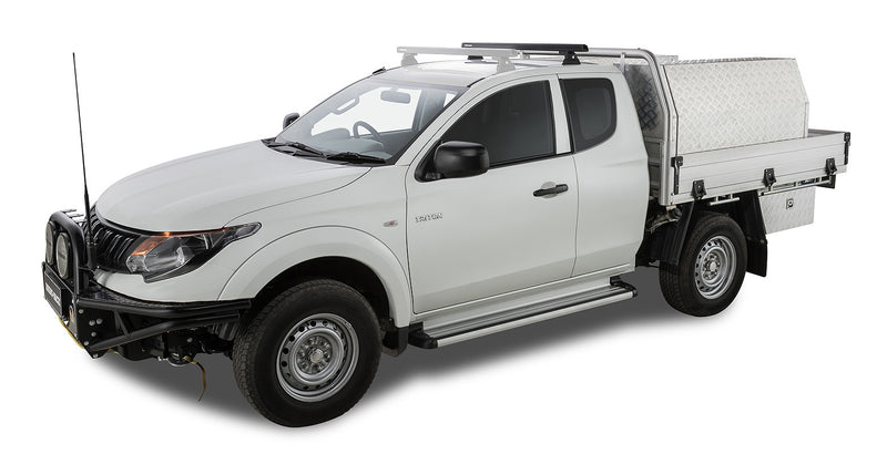 Rhino-Rack Heavy Duty RLT600 Ditch Mount Black 1 Bar Roof Rack (Rear) for Mitsubishi Triton MQ/MR