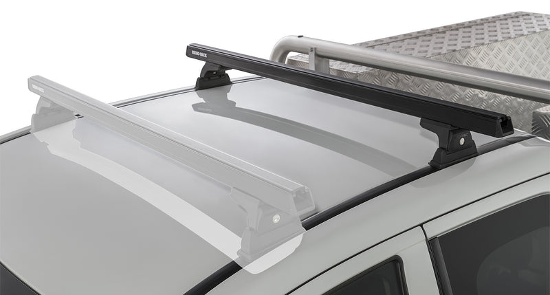 Rhino-Rack Heavy Duty RLT600 Ditch Mount Black 1 Bar Roof Rack (Rear) for Mitsubishi Triton MQ/MR