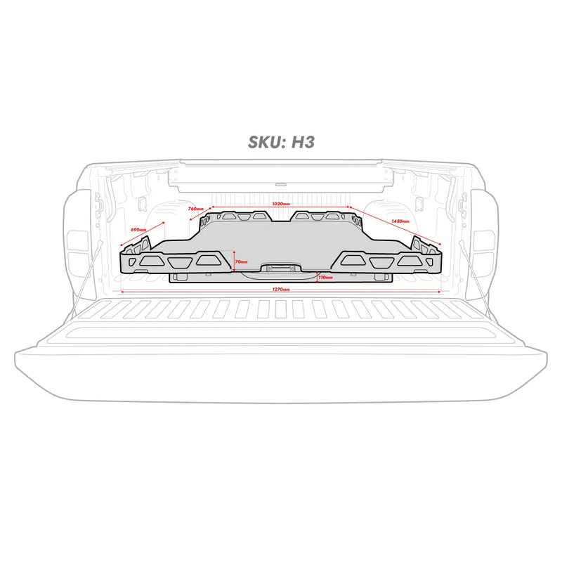 HSP Load Slide – Suits Dual Cab Toyota Hilux Revo SR5, GR & Rugged-X 2015+ – H3