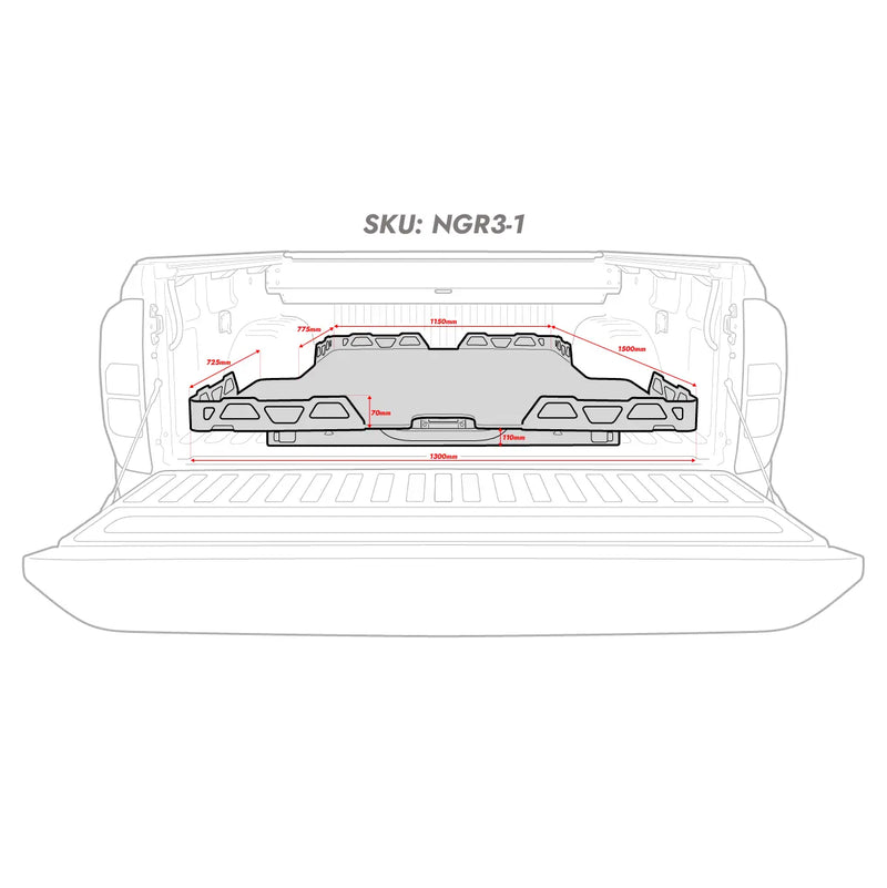 HSP Load Slide NGR3-1 – Suits Next Gen Ranger / Raptor Dual Cab (No Liner, Spray-On Liner or 5-Piece Liner)