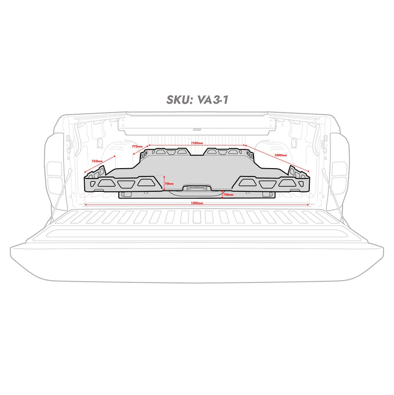 HSP Load Slide suits All New Volkswagen Amarok 2023+ – Fits No Liner / Spray-On Liner / 5-Piece Liner – VA3-1