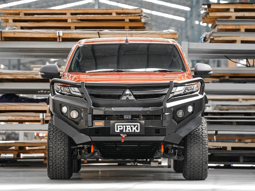PIAK Elite 3-Loop Bull Bar for Mitsubishi Triton MR (2018-2023) | Orange Recovery Points & Black Bash Plate
