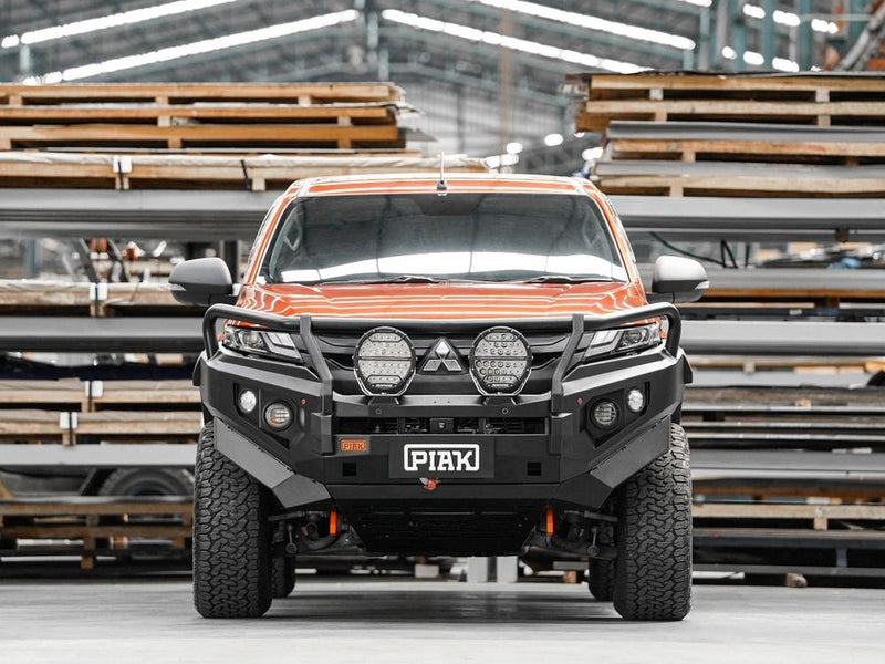 PIAK Elite 3-Loop Bull Bar for Mitsubishi Triton MR (2018-2023) | Orange Recovery Points & Black Bash Plate