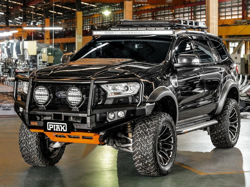 PIAK Elite 3-Loop Bull Bar for Ford Ranger (2015-2018) | Black Recovery & Orange Bash Plate