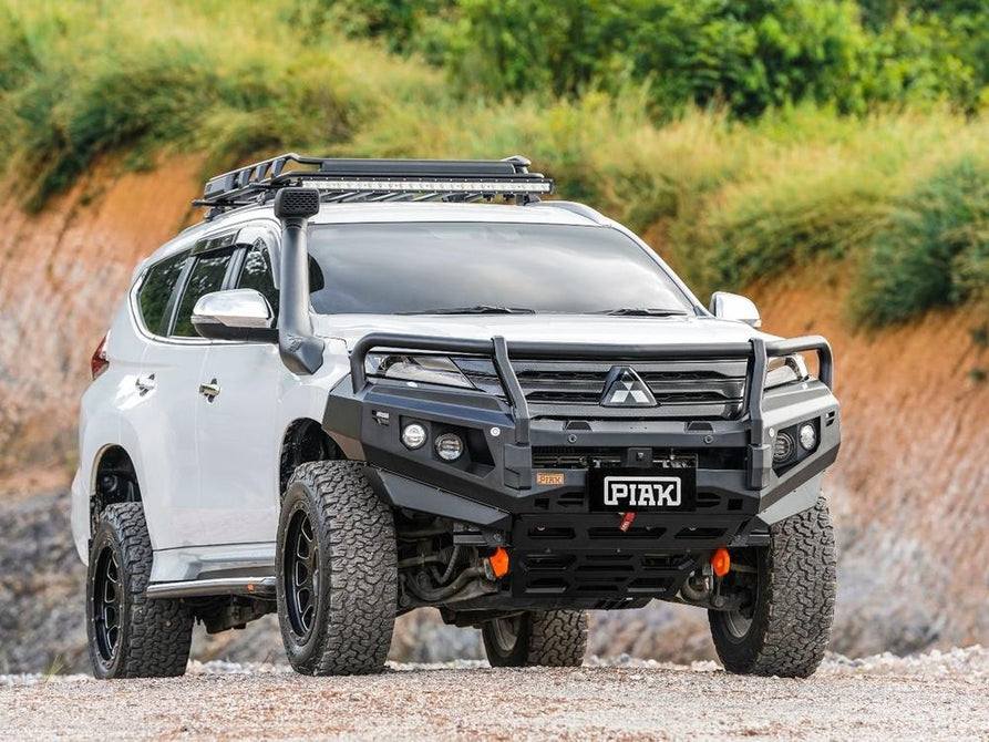 PIAK Elite 3-Loop Bull Bar for Mitsubishi Pajero Sport QE & QF (2020-2024) | Orange Recovery Points & Black Bash Plate