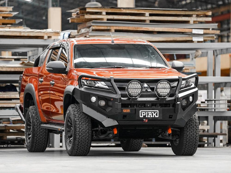 PIAK Elite 3-Loop Bull Bar for Mitsubishi Triton MR (2018-2023) | Orange Recovery Points & Black Bash Plate